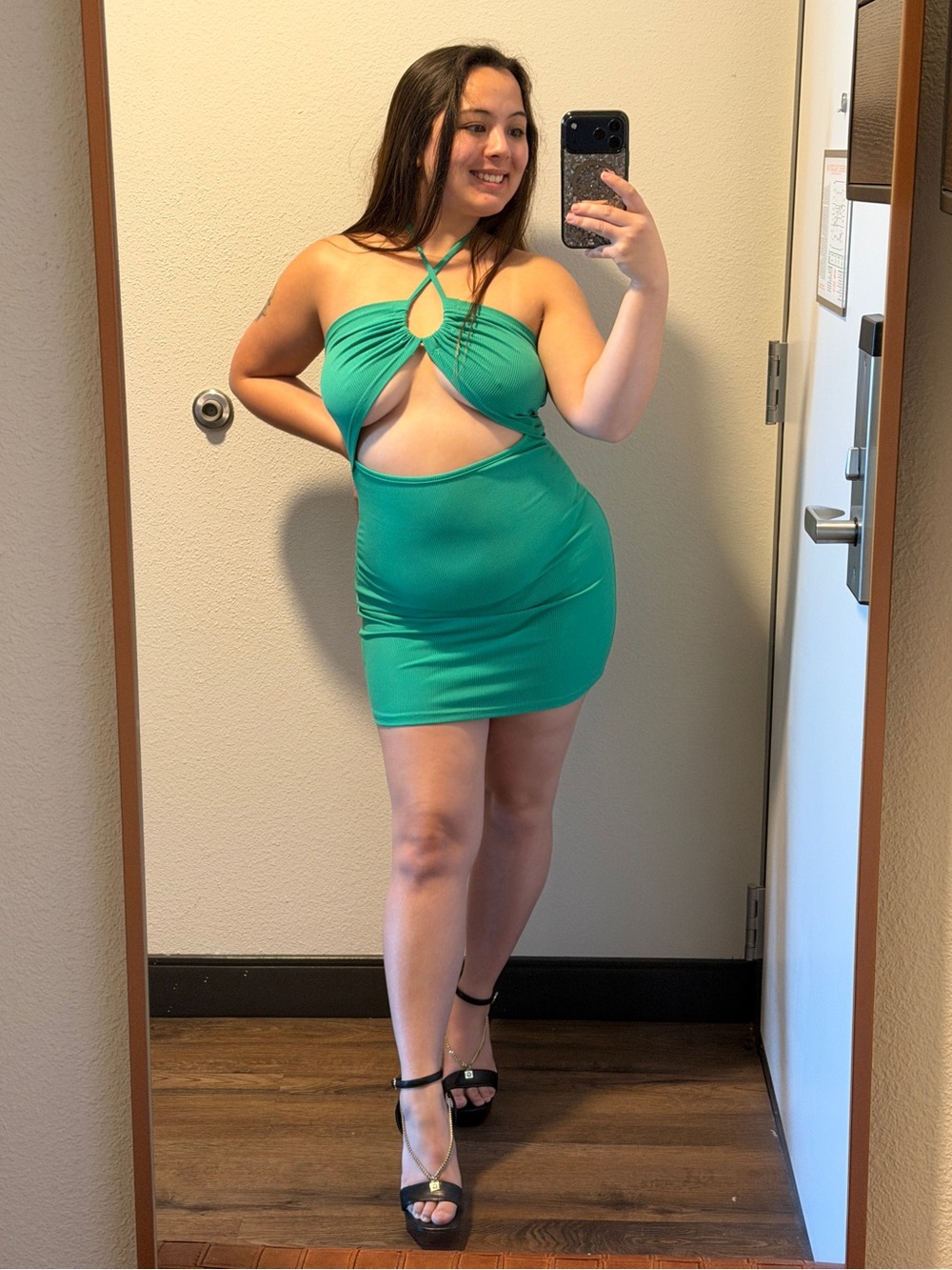 SHEIN | Green Cutout Halter Bodycon Mini Dress | S